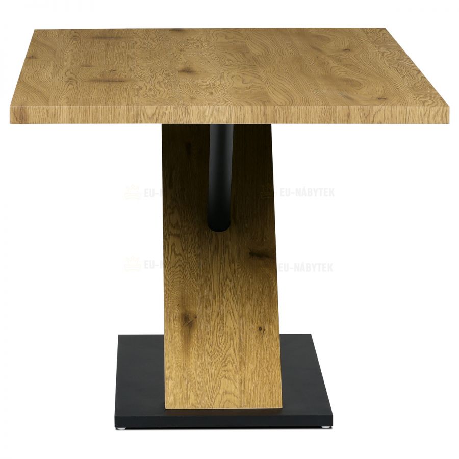 Jídelní stůl 160x90x76 cm, deska s dekorem dub, černá kovová podstava