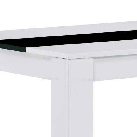 Jídelní stůl 138x80x75, MDF, bílé lamino, dekorativní černý pruh