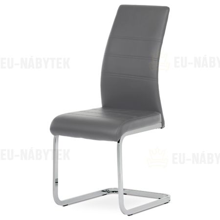 Jídelní židle, potah černá ekokůže, kovová pohupová podnož, lesklý chrom