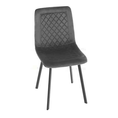 Židle jídelní, šedý samet, kov černý mat
