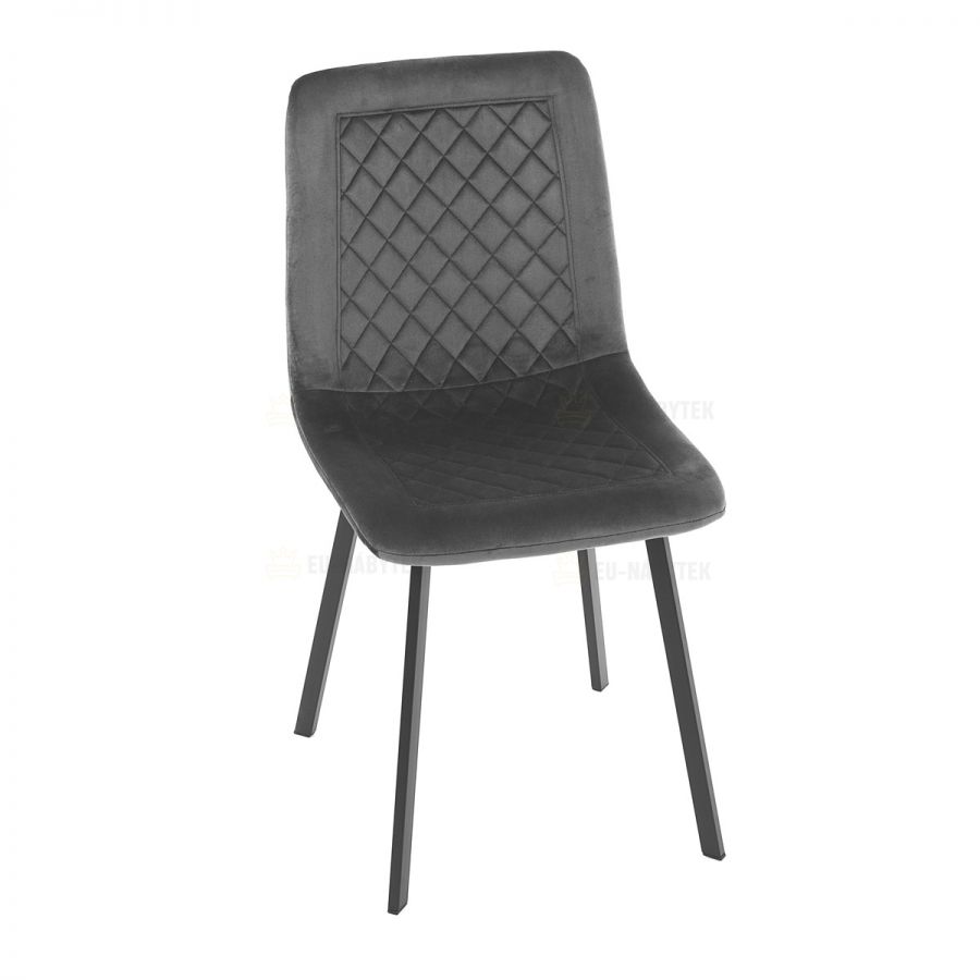 Židle jídelní, šedý samet, kov černý mat