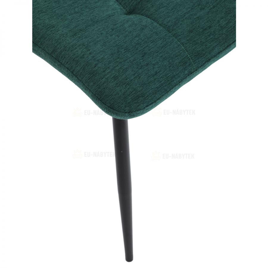 Židle jídelní, zelená látka, černý kov