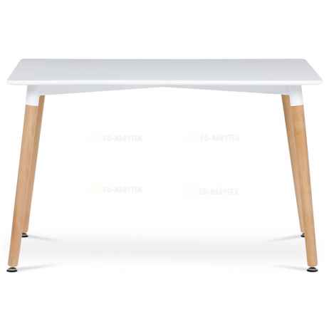 Jídelní stůl 120x80x74 cm, MDF / kovová kostrukce - bílý matný lak, dřevěné nohy