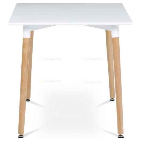 Jídelní stůl 120x80x74 cm, MDF / kovová kostrukce - bílý matný lak, dřevěné nohy