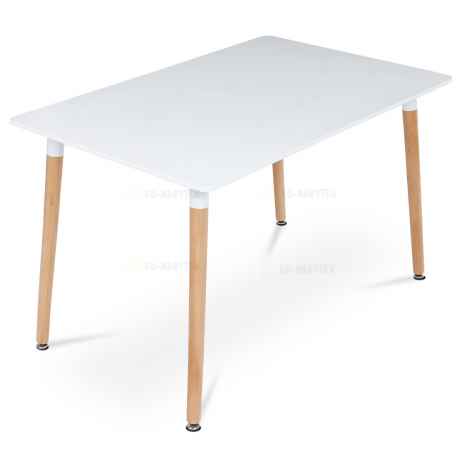 Jídelní stůl 120x80x74 cm, MDF / kovová kostrukce - bílý matný lak, dřevěné nohy