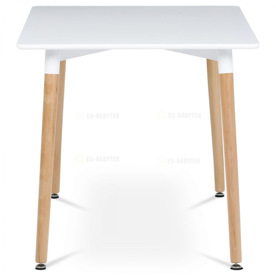 Jídelní stůl 120x80x74 cm, MDF / kovová kostrukce - bílý matný lak, dřevěné nohy