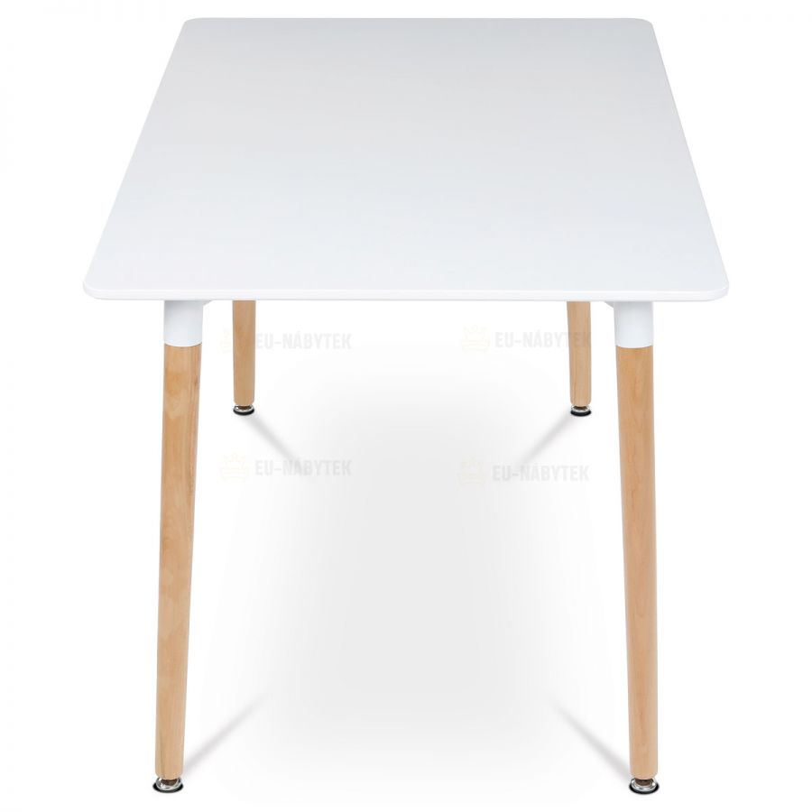 Jídelní stůl 120x80x74 cm, MDF / kovová kostrukce - bílý matný lak, dřevěné nohy
