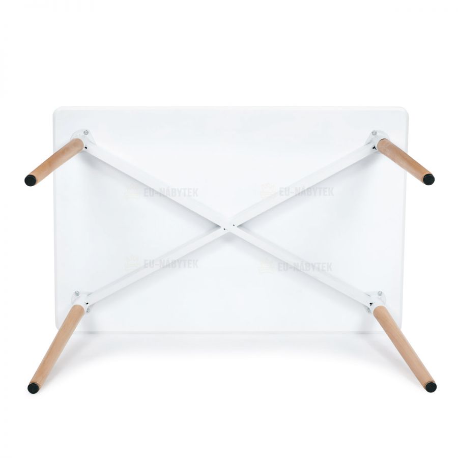 Jídelní stůl 120x80x74 cm, MDF / kovová kostrukce - bílý matný lak, dřevěné nohy