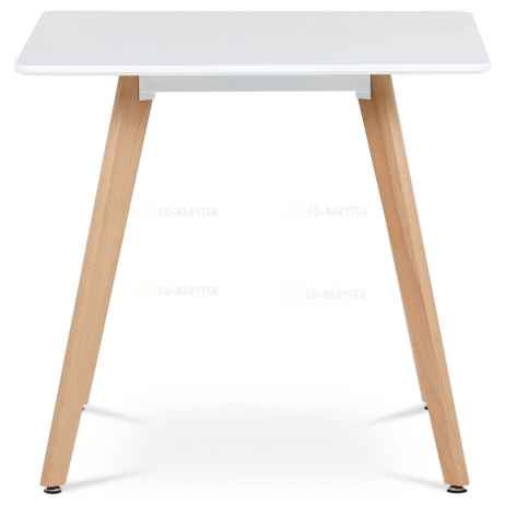Jídelní stůl 80x80x75 cm, MDF, bílý matný lak, masiv buk