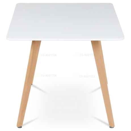 Jídelní stůl 80x80x75 cm, MDF, bílý matný lak, masiv buk