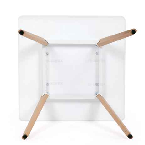 Jídelní stůl 80x80x75 cm, MDF, bílý matný lak, masiv buk