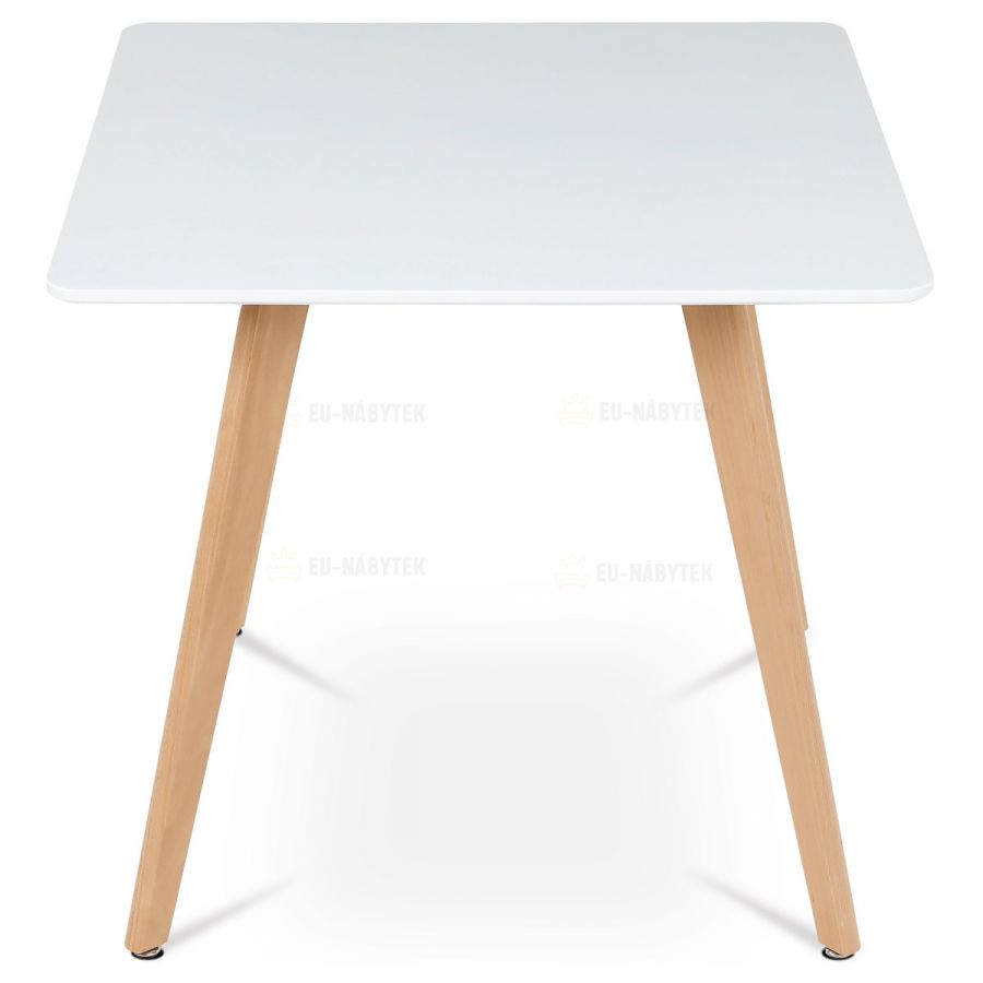 Jídelní stůl 80x80x75 cm, MDF, bílý matný lak, masiv buk
