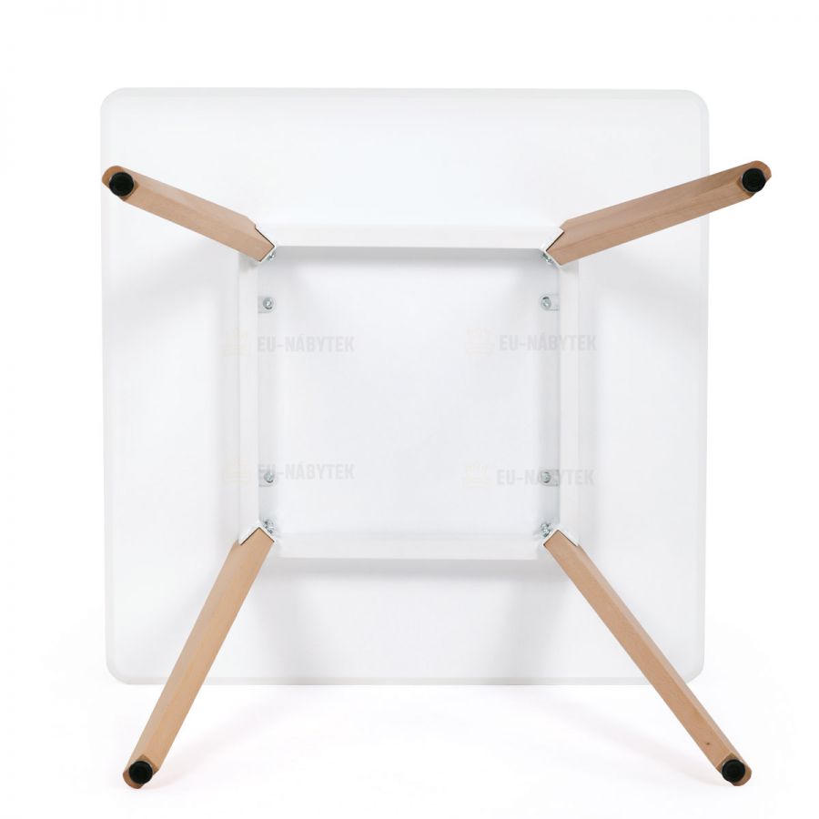 Jídelní stůl 80x80x75 cm, MDF, bílý matný lak, masiv buk