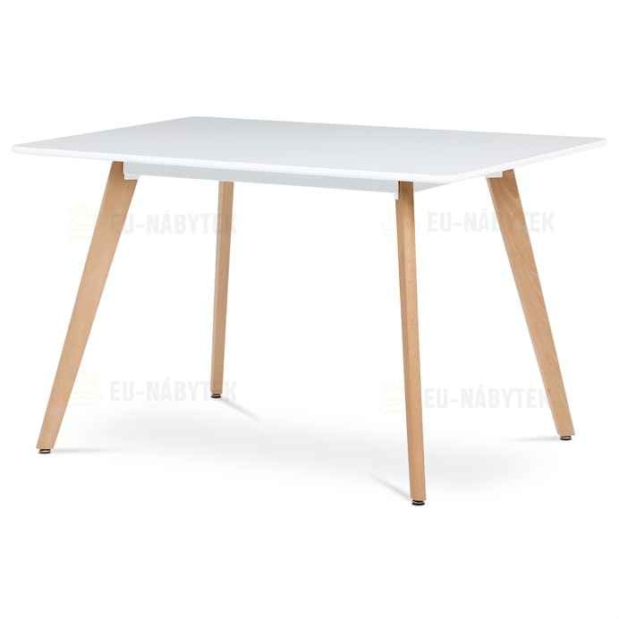 Jídelní stůl 120x80x74 cm, MDF, bílý matný lak, masiv buk