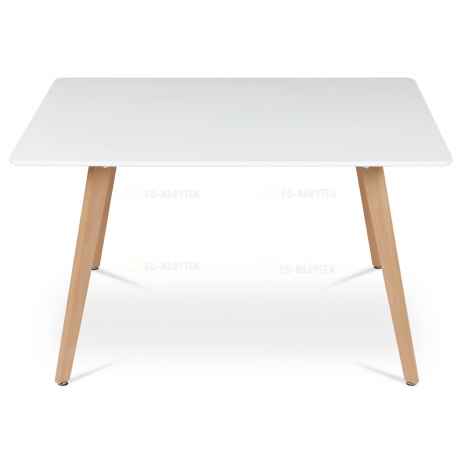Jídelní stůl 120x80x74 cm, MDF, bílý matný lak, masiv buk