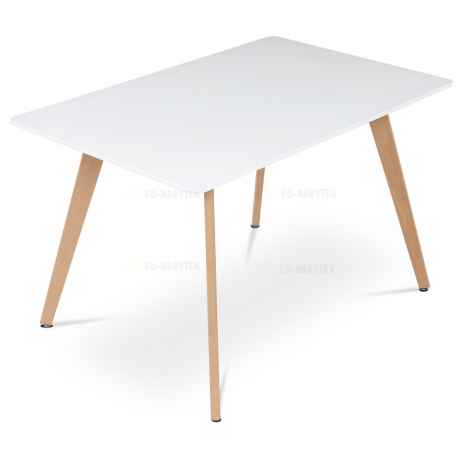 Jídelní stůl 120x80x74 cm, MDF, bílý matný lak, masiv buk
