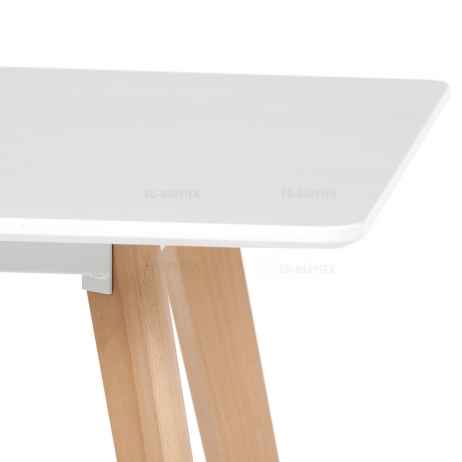 Jídelní stůl 120x80x74 cm, MDF, bílý matný lak, masiv buk