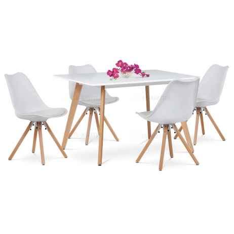Jídelní stůl 120x80x74 cm, MDF, bílý matný lak, masiv buk