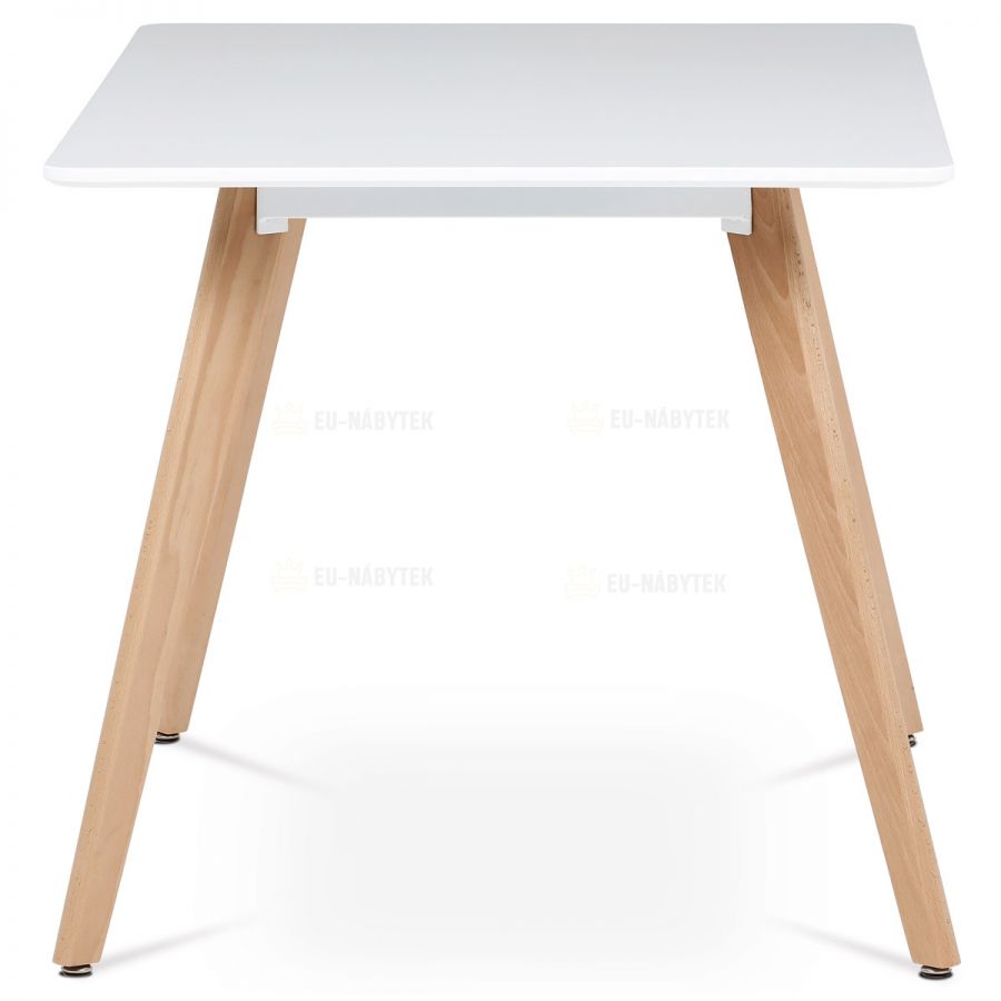 Jídelní stůl 120x80x74 cm, MDF, bílý matný lak, masiv buk