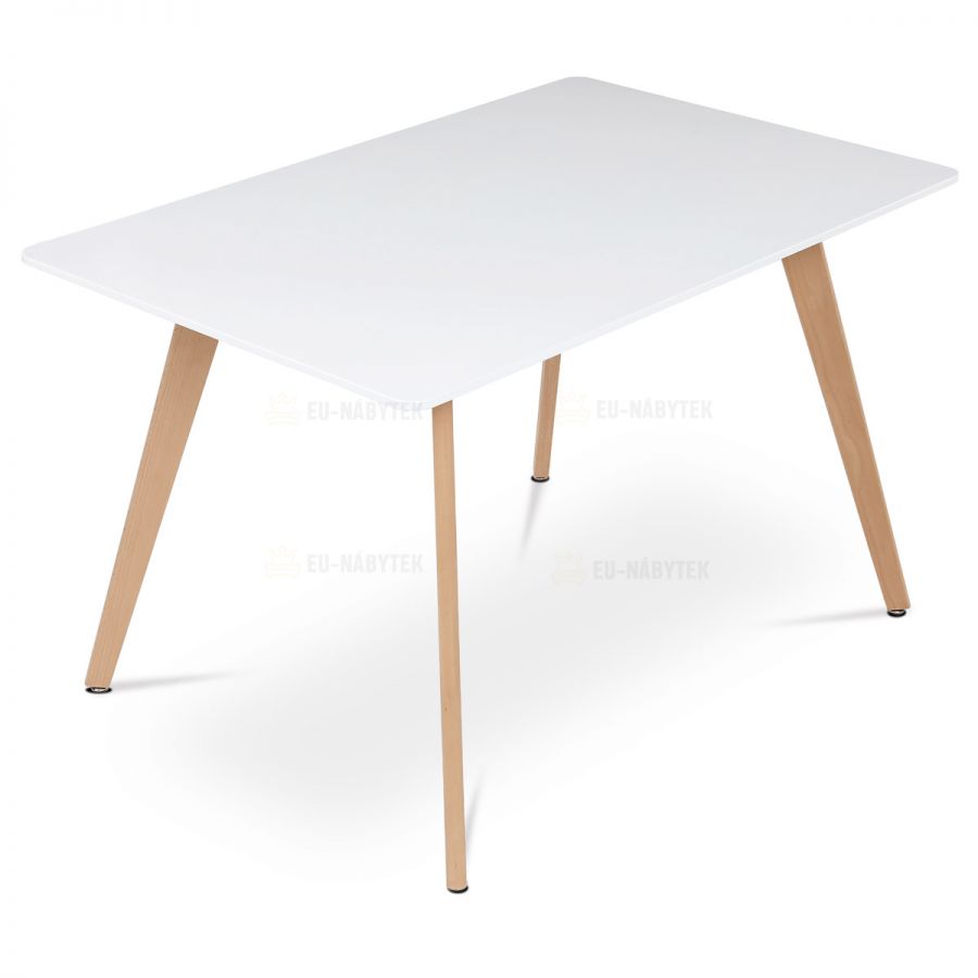 Jídelní stůl 120x80x74 cm, MDF, bílý matný lak, masiv buk