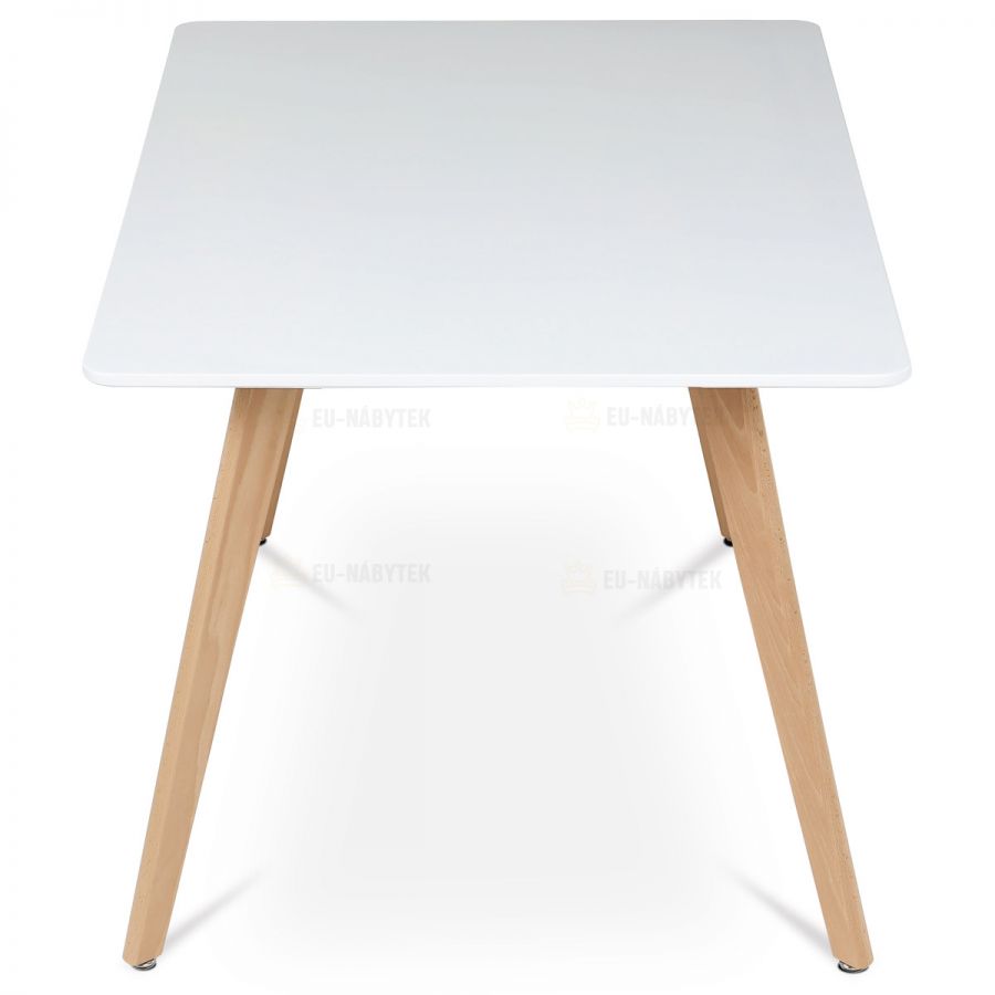 Jídelní stůl 120x80x74 cm, MDF, bílý matný lak, masiv buk