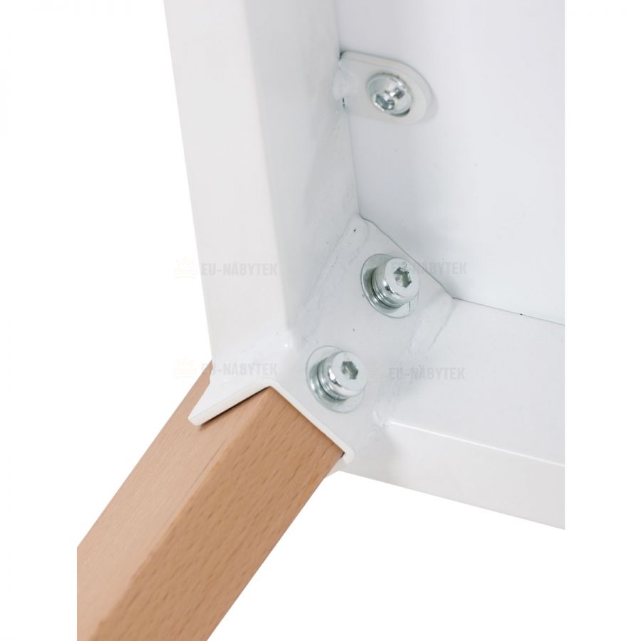 Jídelní stůl 120x80x74 cm, MDF, bílý matný lak, masiv buk