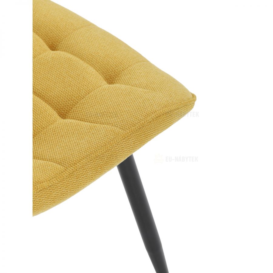 Židle jídelní, žlutá látka, černé kovové nohy