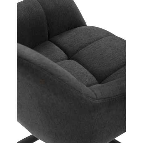 Židle jídelní, tmavě šedá látka, otočný mechanismus 90°/90° (L/P), černý kov