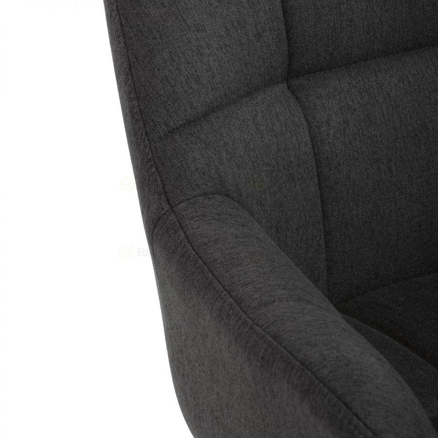 Židle jídelní, tmavě šedá látka, otočný mechanismus 90°/90° (L/P), černý kov