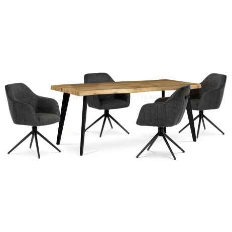 Židle jídelní a konferenční, tmavě šedá látka, černé kovové nohy, otočná P90°+ L 90° s vratným mechanismem - funkce rese