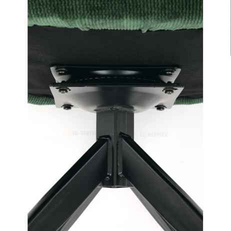 Židle jídelní, zelená látka, otočný mechanismus 180°, černý kov