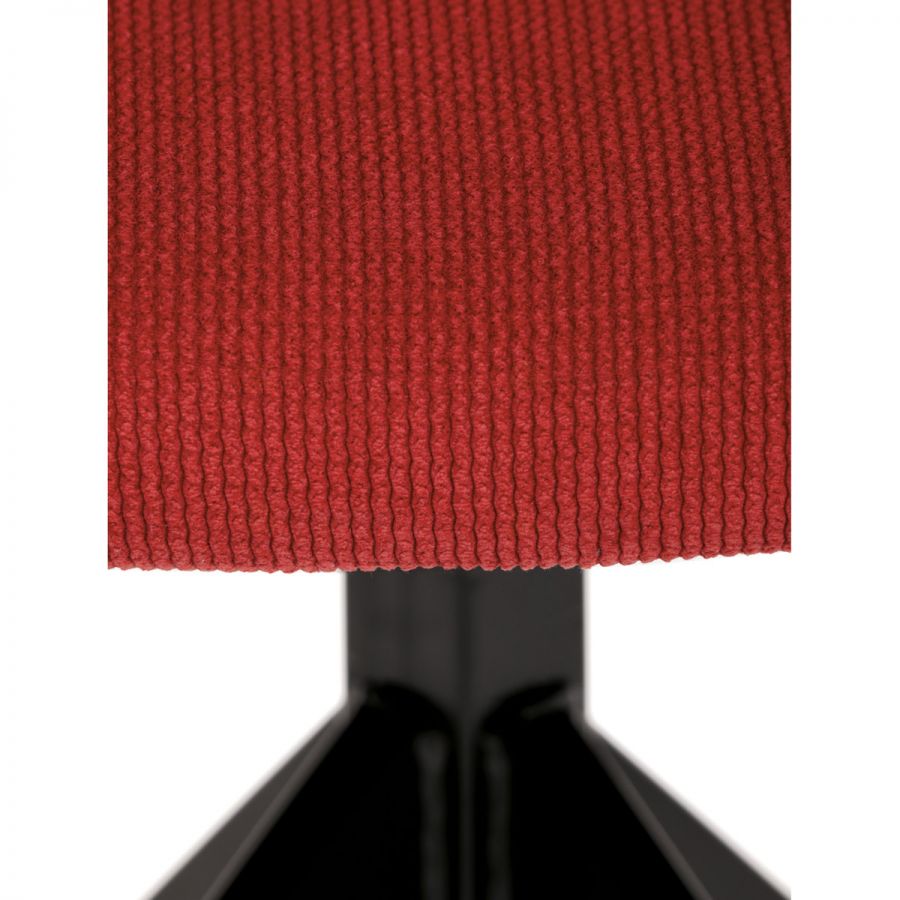Židle jídelní, červená látka, otočný mechanismus 180°, černý kov