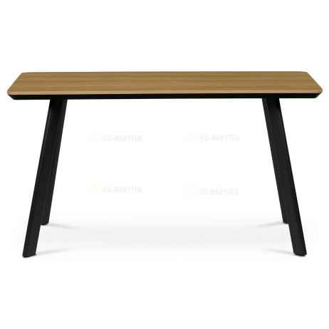 Stůl jídelní 140x80 cm, MDF deska, Melamine dekor dub, kov, černý lak
