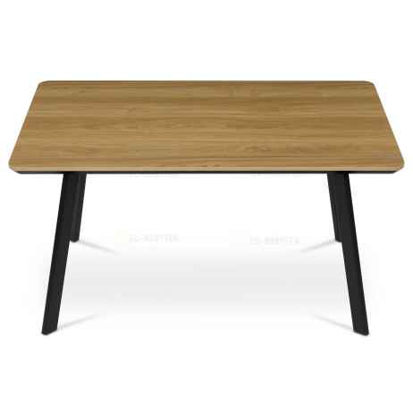 Stůl jídelní 140x80 cm, MDF deska, Melamine dekor dub, kov, černý lak