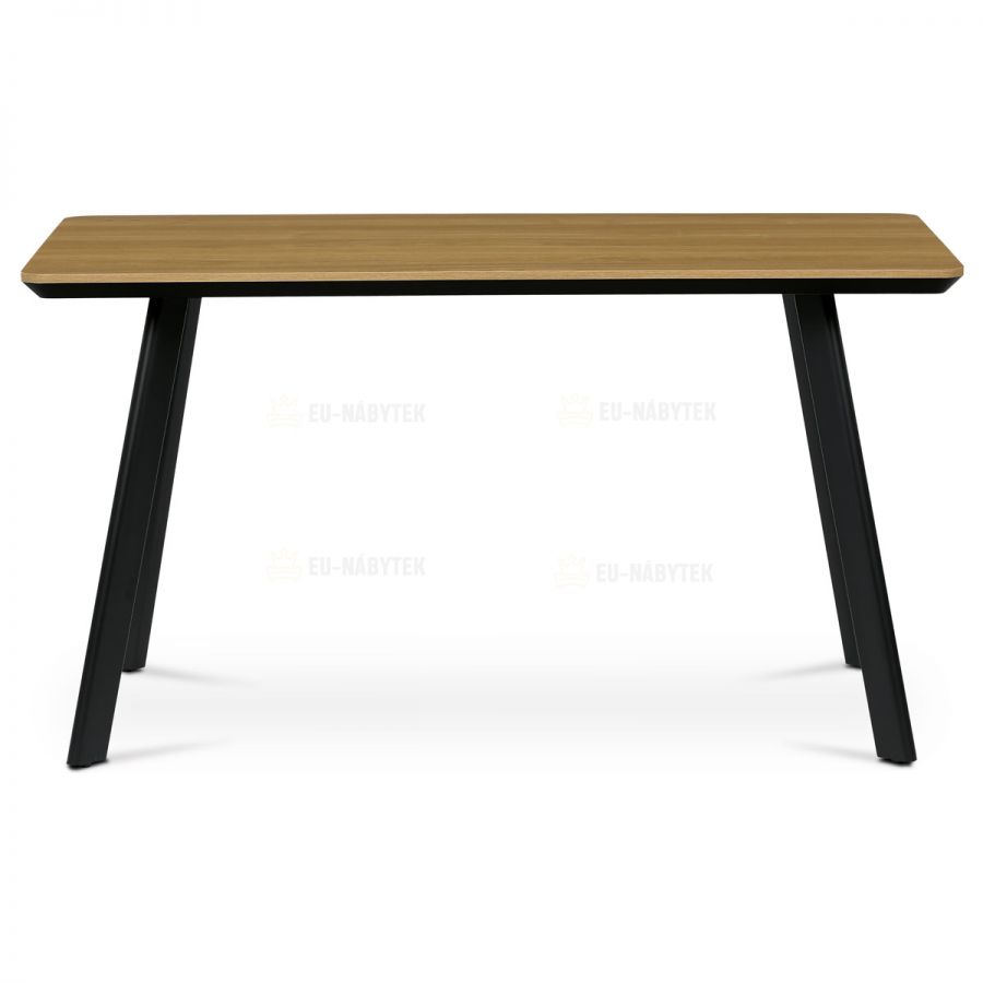 Stůl jídelní 140x80 cm, MDF deska, Melamine dekor dub, kov, černý lak