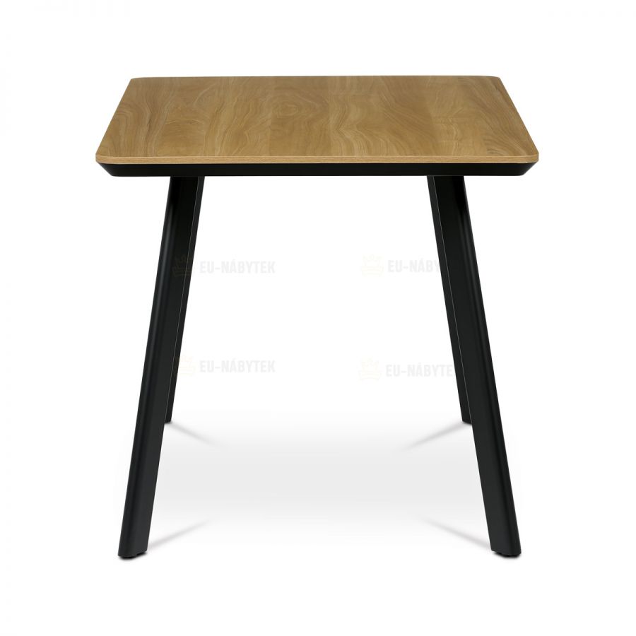 Stůl jídelní 140x80 cm, MDF deska, Melamine dekor dub, kov, černý lak