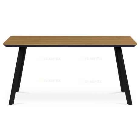 Jídelní stůl, 160x90x76 cm, MDF deska, dýha ostín dub, kovové nohy, černý lak