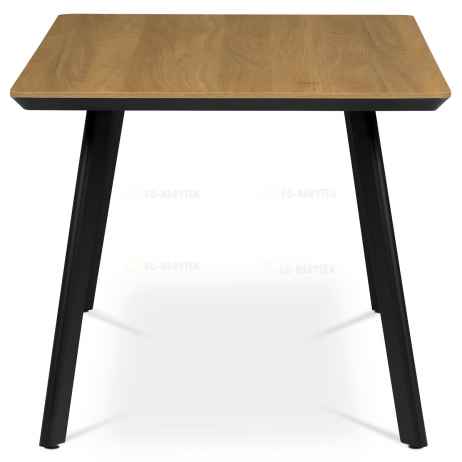 Jídelní stůl, 160x90x76 cm, MDF deska, dýha ostín dub, kovové nohy, černý lak