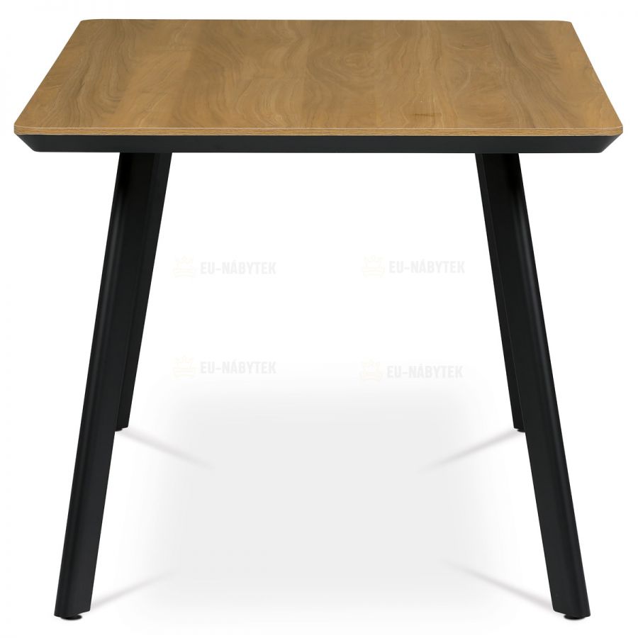 Jídelní stůl, 160x90x76 cm, MDF deska, dýha ostín dub, kovové nohy, černý lak
