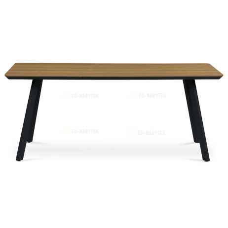 Jídelní stůl, 180x90x76 cm, MDF deska s dýhou odstín dub, kovové nohy, černý lak
