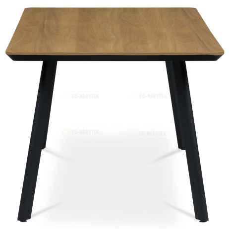 Jídelní stůl, 180x90x76 cm, MDF deska s dýhou odstín dub, kovové nohy, černý lak