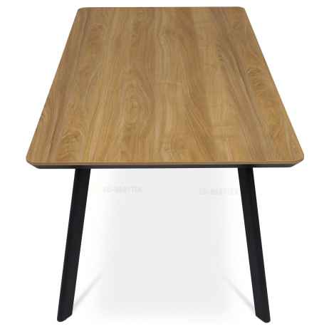Jídelní stůl, 180x90x76 cm, MDF deska s dýhou odstín dub, kovové nohy, černý lak