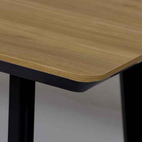 Jídelní stůl, 180x90x76 cm, MDF deska s dýhou odstín dub, kovové nohy, černý lak