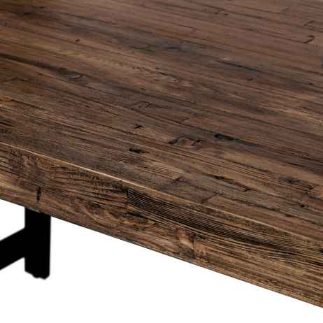 Jídelní stůl, 180x90x76 cm, MDF deska, dýha odstín borovice, kovové nohy, černý lak