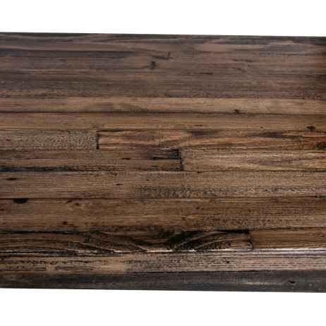 Jídelní stůl, 180x90x76 cm, MDF deska, dýha odstín borovice, kovové nohy, černý lak