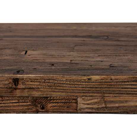 Jídelní stůl, 180x90x76 cm, MDF deska, dýha odstín borovice, kovové nohy, černý lak