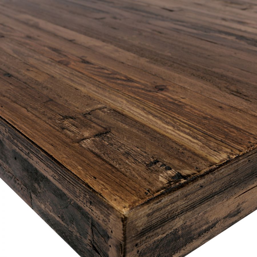 Jídelní stůl, 180x90x76 cm, MDF deska, dýha odstín borovice, kovové nohy, černý lak