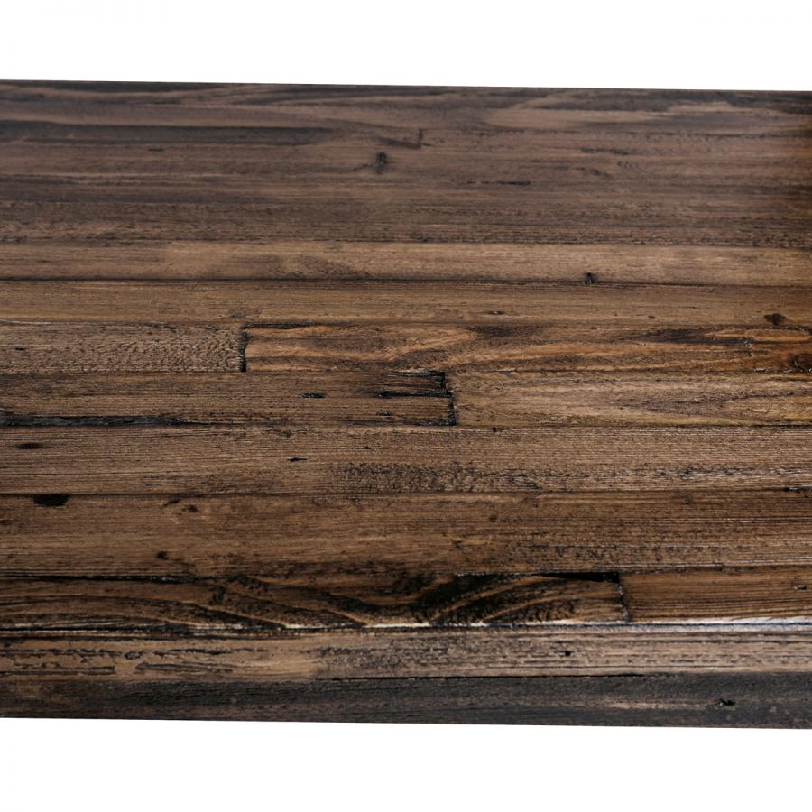 Jídelní stůl, 180x90x76 cm, MDF deska, dýha odstín borovice, kovové nohy, černý lak