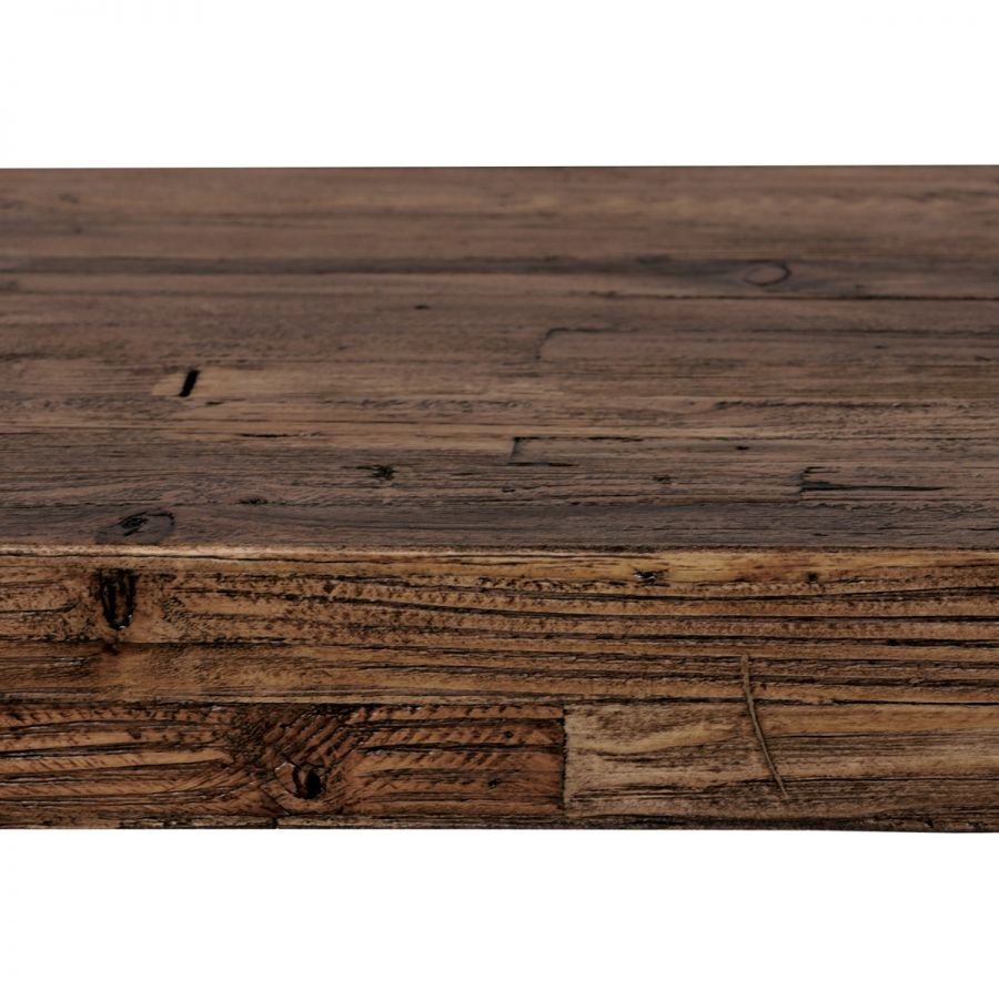 Jídelní stůl, 180x90x76 cm, MDF deska, dýha odstín borovice, kovové nohy, černý lak