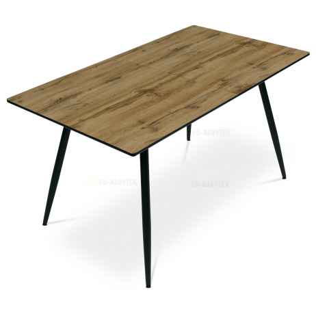 Jídelní stůl, 140+40x80x76 cm, MDF deska, 3D dekor divoký dub, kov, černý lak